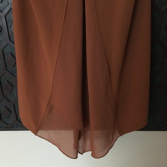 NWOT Flowy Boho Chestnut Brown High Low Dress - Picture 9 of 16